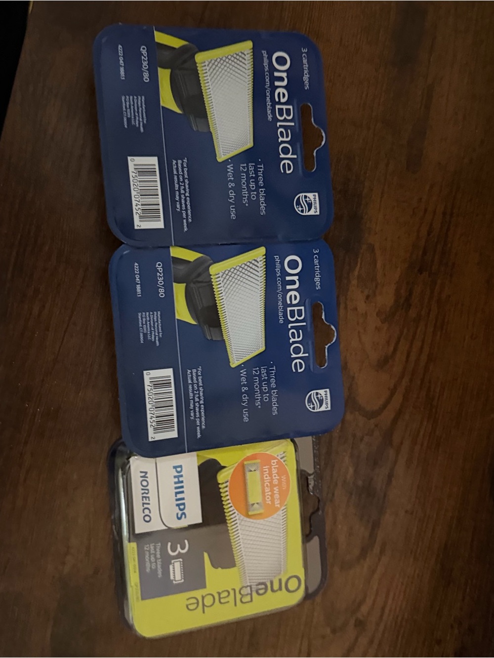 Philips OneBlade Replacement Blade Packs in Blue and Yellow